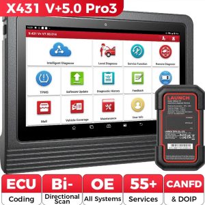 Launch X431 V+ 5.0 PRO3 tester auto cu tabletă 10 inch și conector DBScar VII